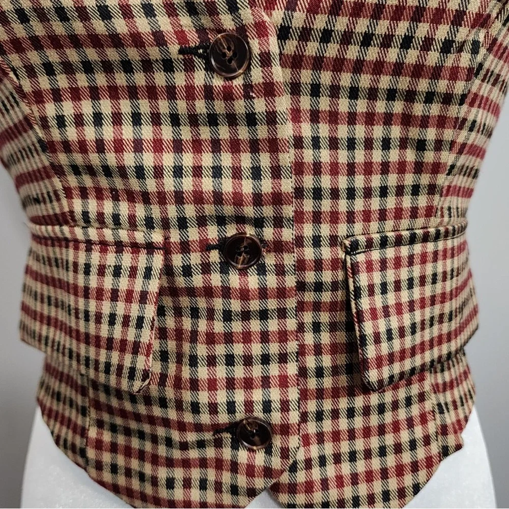 Gingham Vest Blazer Top Sz. Medium - Picture 3 of 6